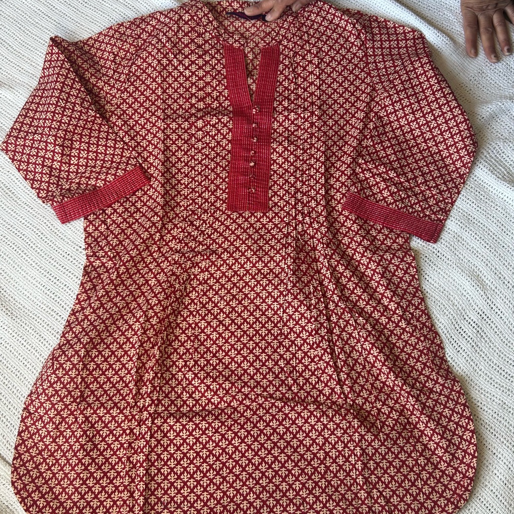 Patterned Red Kurta